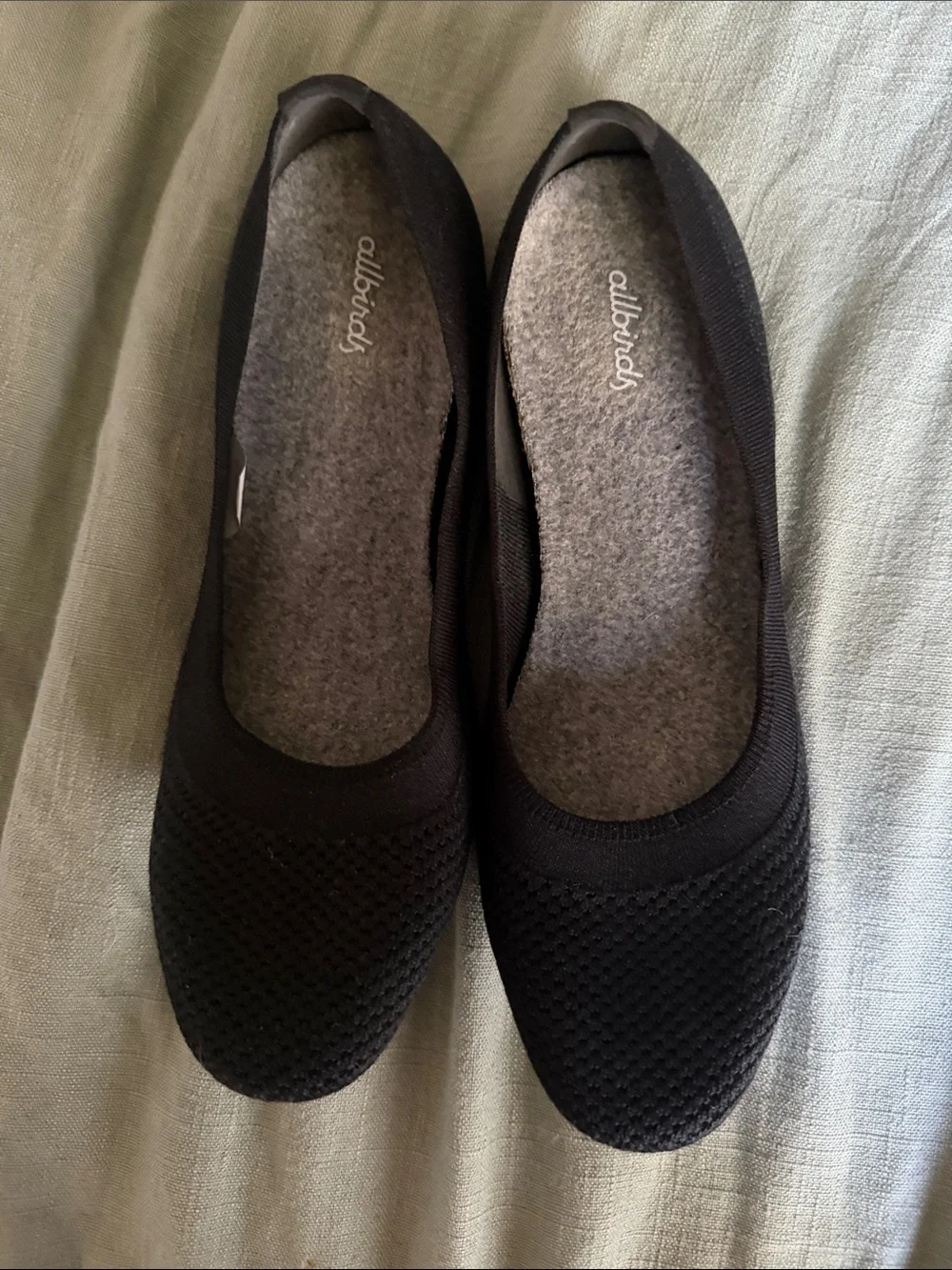 allbirds Women's Black Knit Ballet Flats - Minimalist Slip-Ons